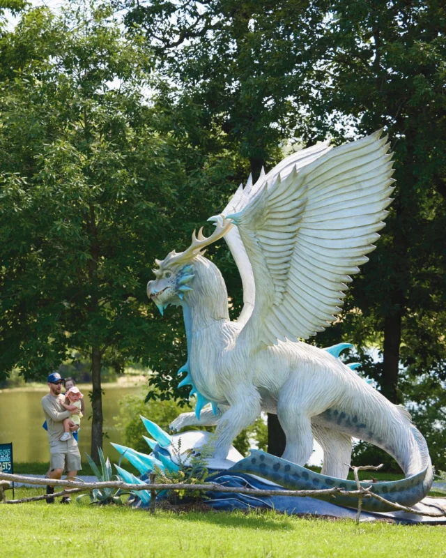 Before backpacks are packed, make time for one more family adventure. 🐉✨ 

Come face-to-face with towering creatures at Powell Gardens during Dragons and Fantastic Beasts. It's a magical day outdoors that kids (and grown-ups!) won't forget. 

Admission linked in bio. 

The summer exhibit, supported by @hawkinsdesignbuild, is open through September 24. Plan your quest before the creatures return to legend!
